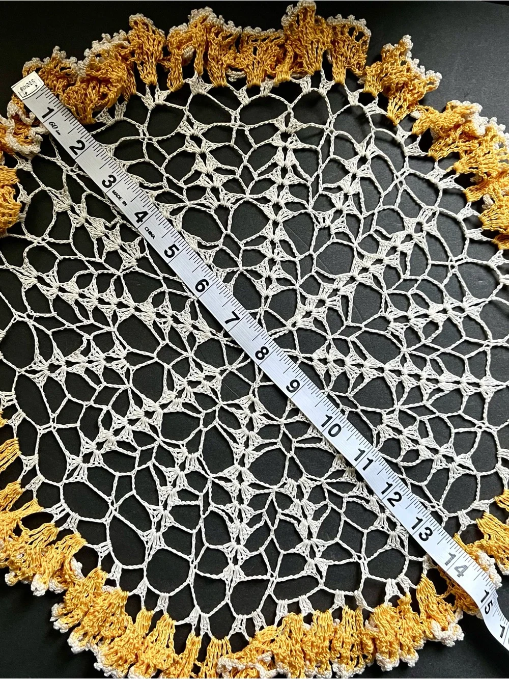 HandmadeVintage Crochet Fall  Doily Set in Yellow, White and Orange